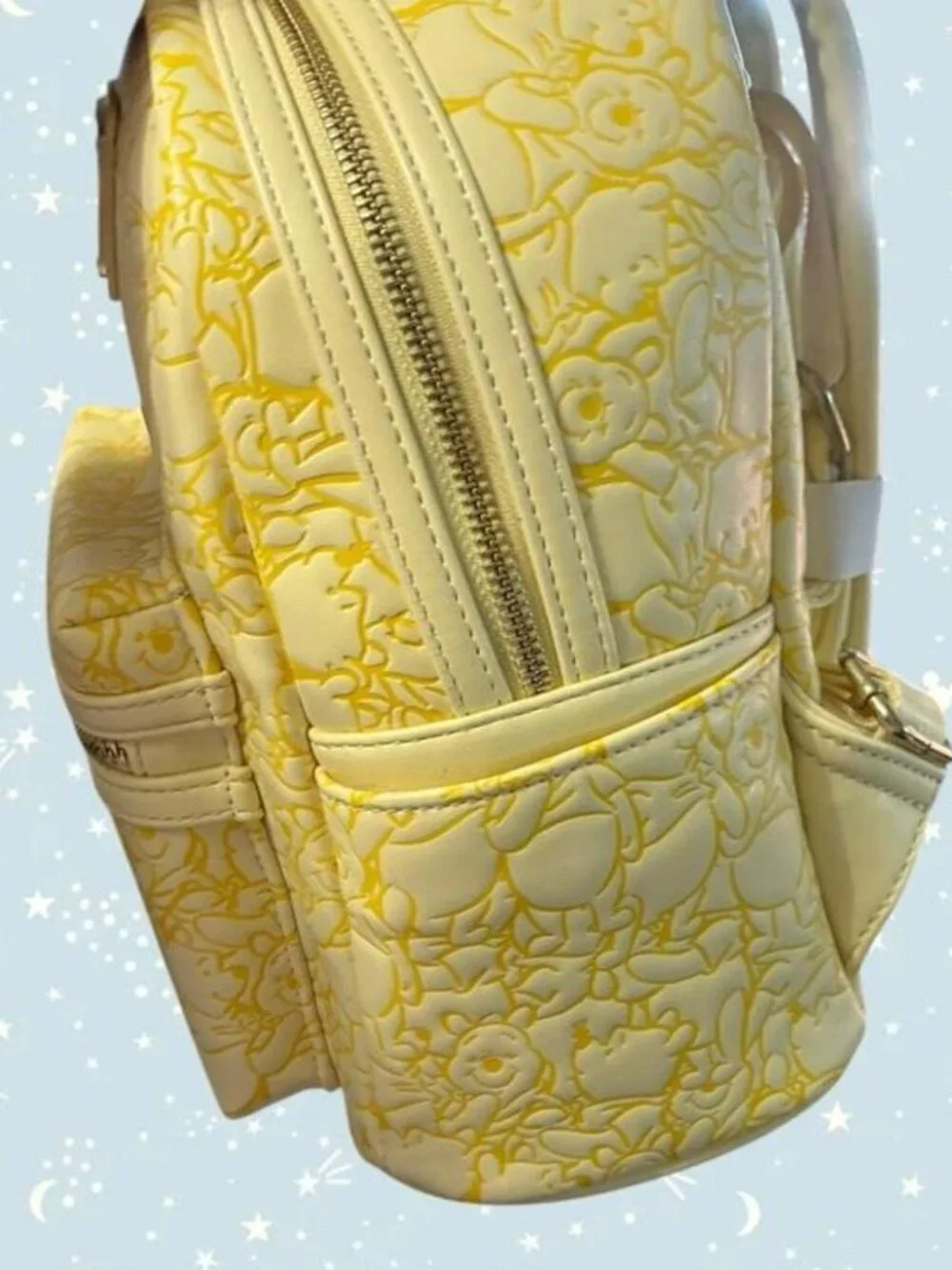 Rare Loungefly Disney Winnie the Pooh embossed pastel yellow mini backpack